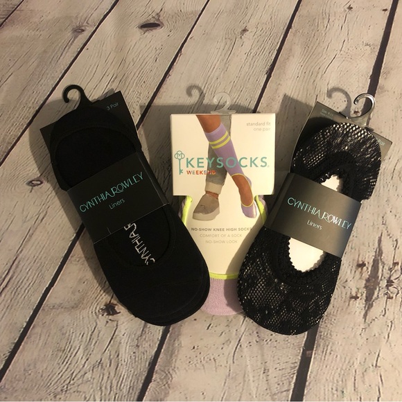 NWT - Set of 7 Pairs - Cynthia Rowley Women’s Microfiber Foot Liners + KEYSOCKS - Picture 3 of 11